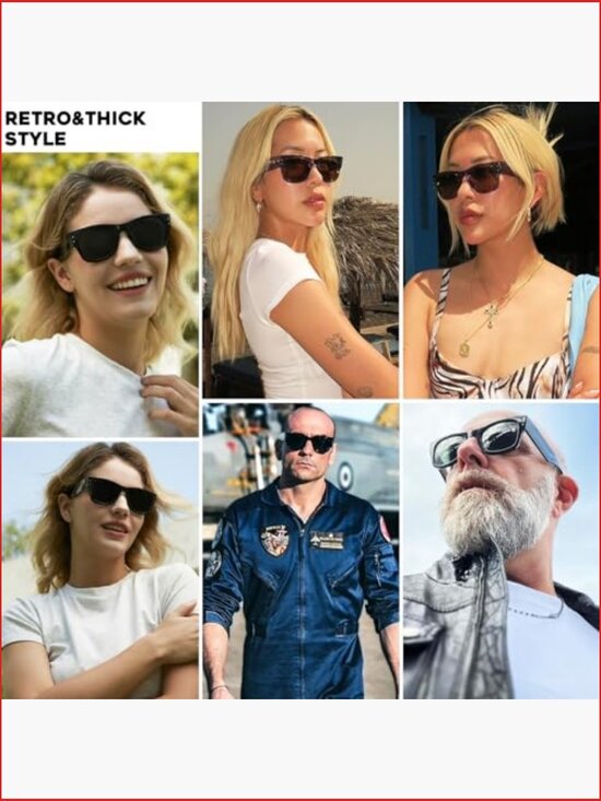 Retro Polarized Square Sunglasses with Chunky Temples for Men Women main image 4